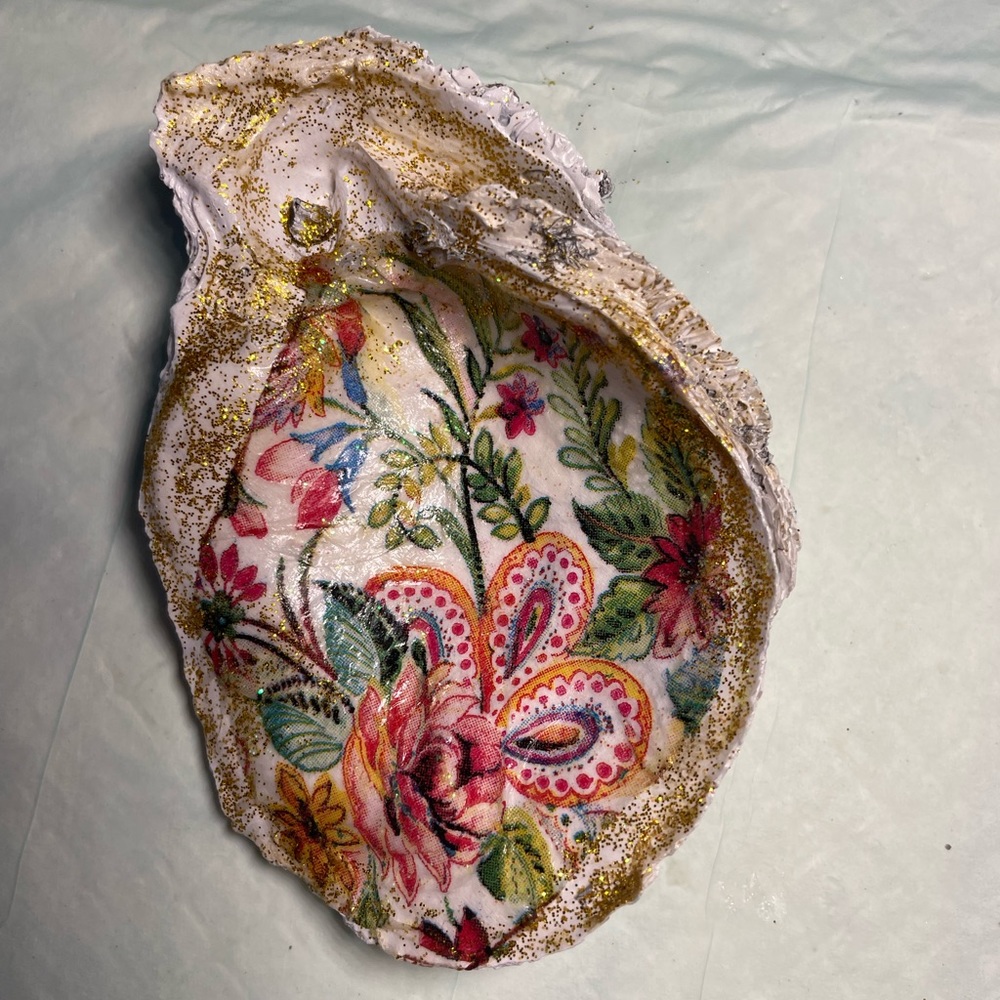 Colorful pretty oyster shell from the ocean. Hand made with love.